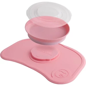 Set anti-alunecare cu farfurie Twistshake Click-Mat, roz
