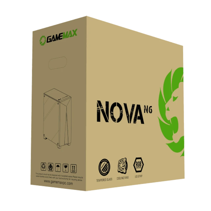 Компьютерный корпус gamemax nova n6, midi-tower, без блока питания, чёрный 16