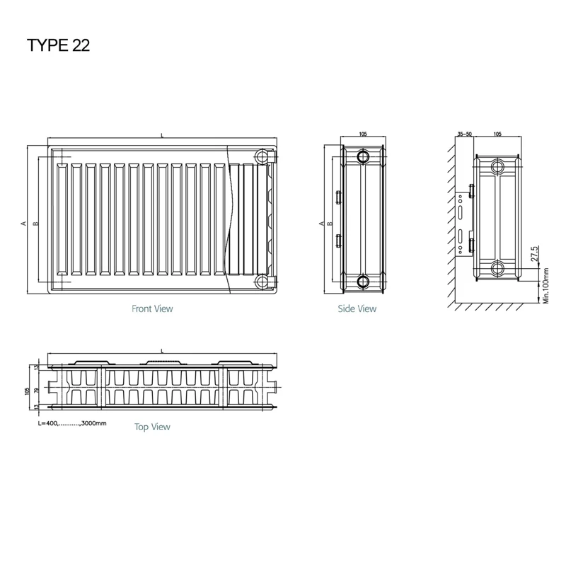 Radiator otel dd premium t.22 300x 600 5