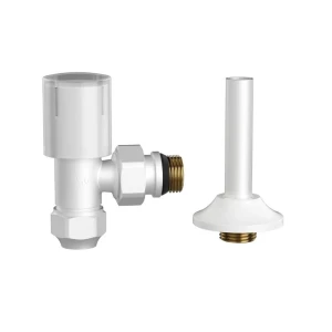 Robinet coltar radiator cu teava racordare asg 16x1/2 tur alb Thumbnail 2