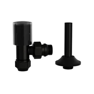 Robinet coltar radiator cu teava racordare asg 16x1/2 tur negru