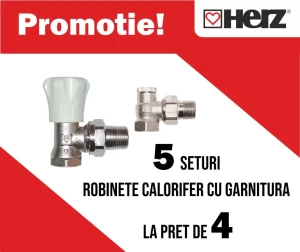 Set robinet colt rad. cu garnitura herz 1/2 tur+retur promo(4+1)