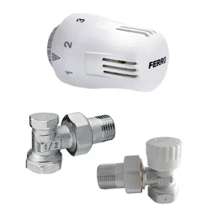 Set robinet cu cap termostat + retur ferro ztm02