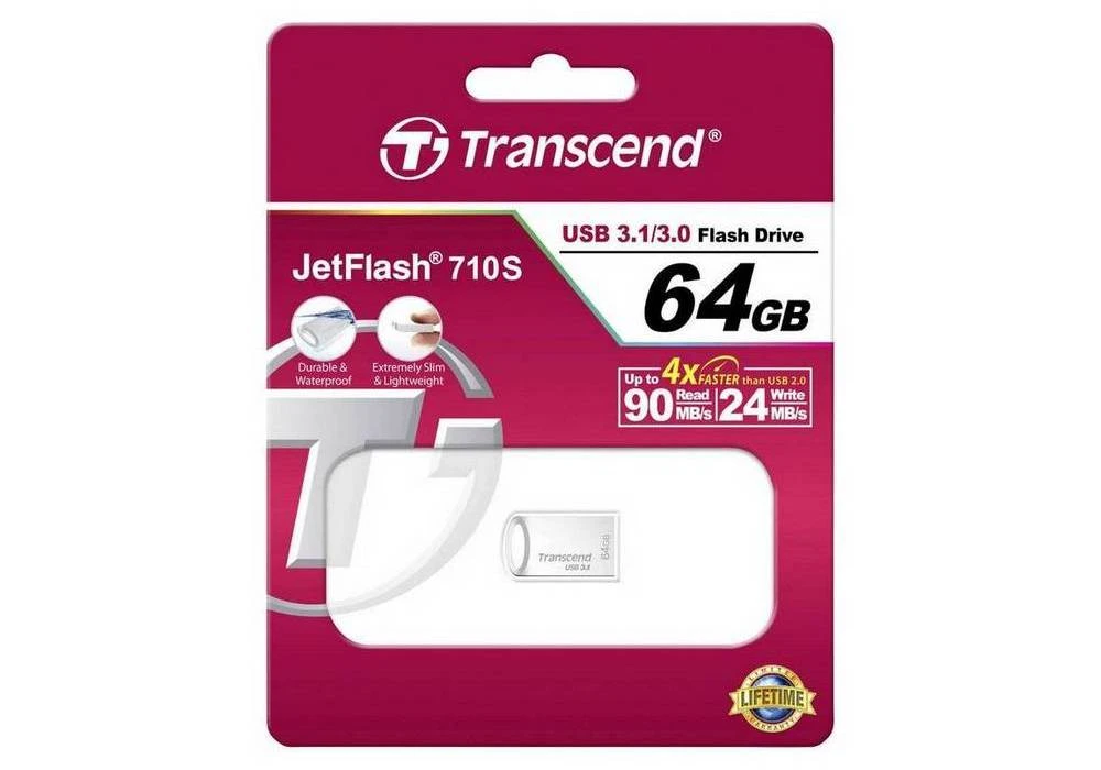 Usb flash накопитель transcend jetflash 710, 64гб, серебристый 7