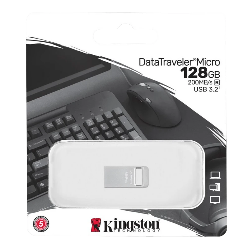 Usb flash накопитель kingston datatraveler micro, 128гб, серебристый 4