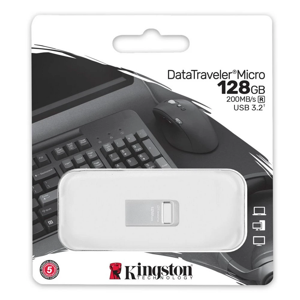Usb flash накопитель kingston datatraveler micro, 128гб, серебристый 3