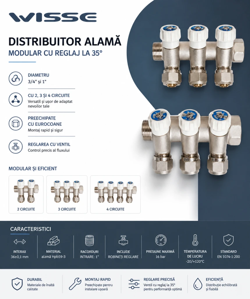 Distribuitor 2 cai 3/4x1/2 wisse +set eurocon 2