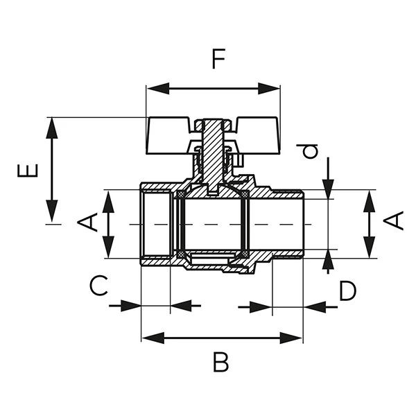 Robinet bila apa mf 11/ 4 ferro f-power pn30 kfpm41 2
