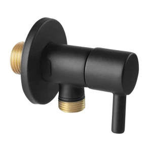 Robinet coltar ceramic ferro 1/2x1/2 rotondo negru z296-bl