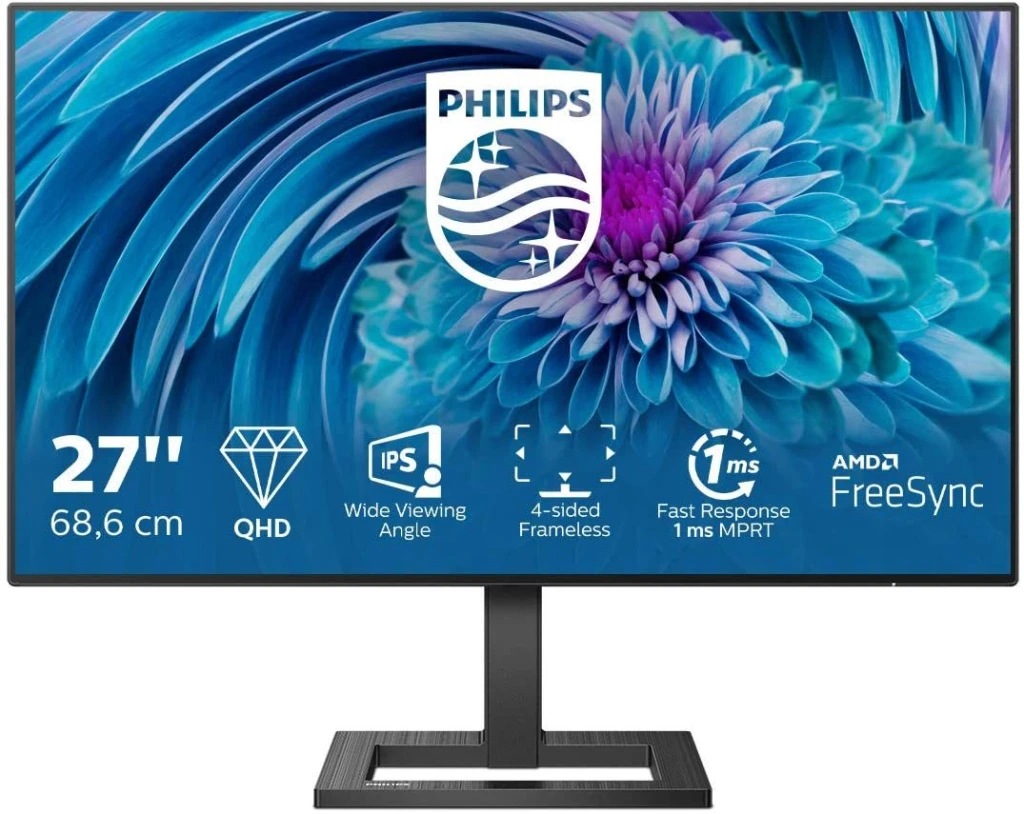 27" monitor philips 275e2fae, ips 2560x1440 wqhd, negru 12