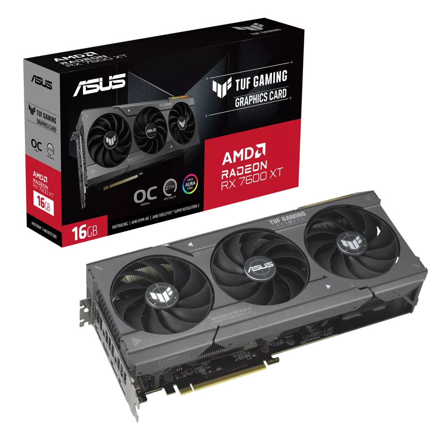 Placă video asus tuf-rx7600xt-o16g-gaming, 16gb gddr6 128bit 6