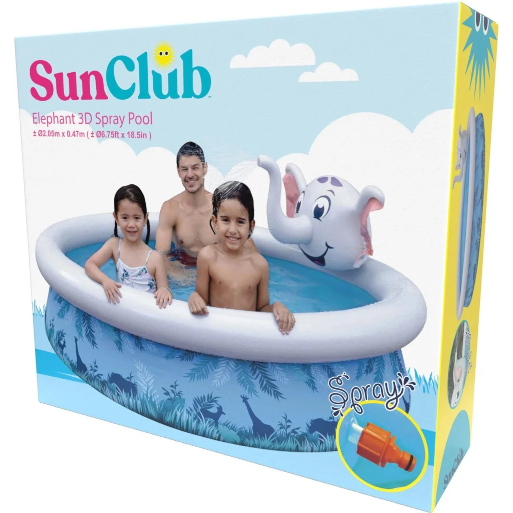 Piscină pentru copii cu fântână sunclub elephant 3d spray 205x205x47 cm (17821) 5