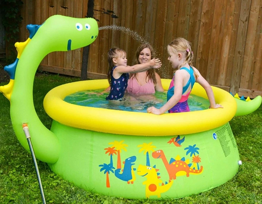 Piscină pentru copii cu fântână sunclub dinosaur 3d spray 175x175x62 cm(17786) 4