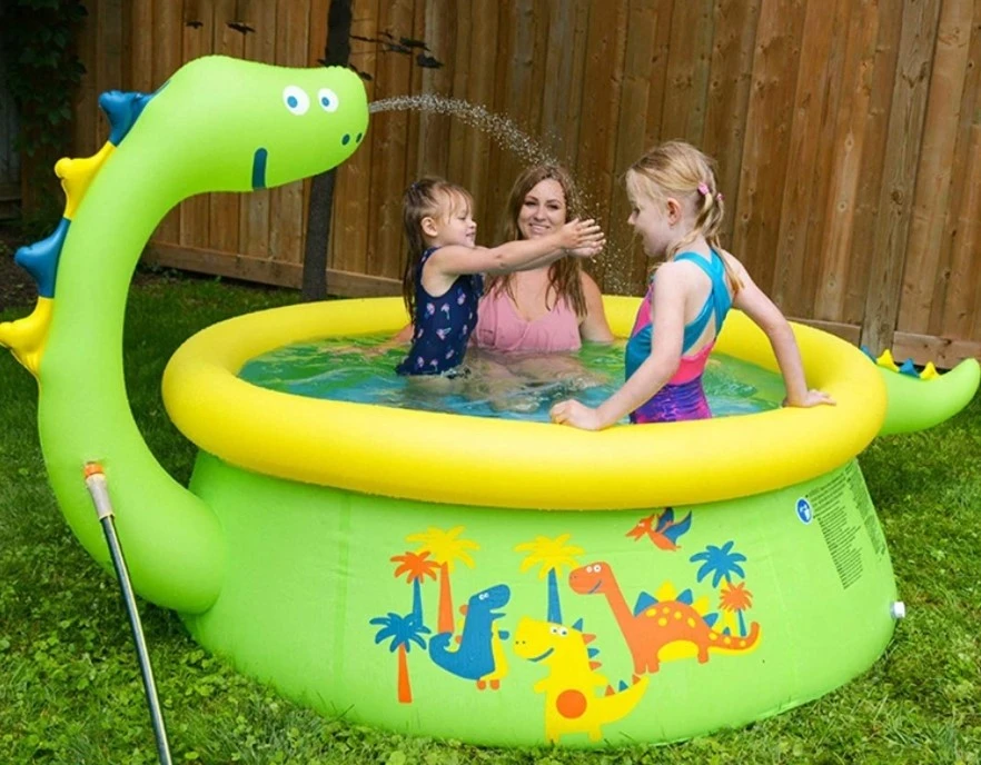 Piscină pentru copii cu fântână sunclub dinosaur 3d spray 175x175x62 cm(17786) 3