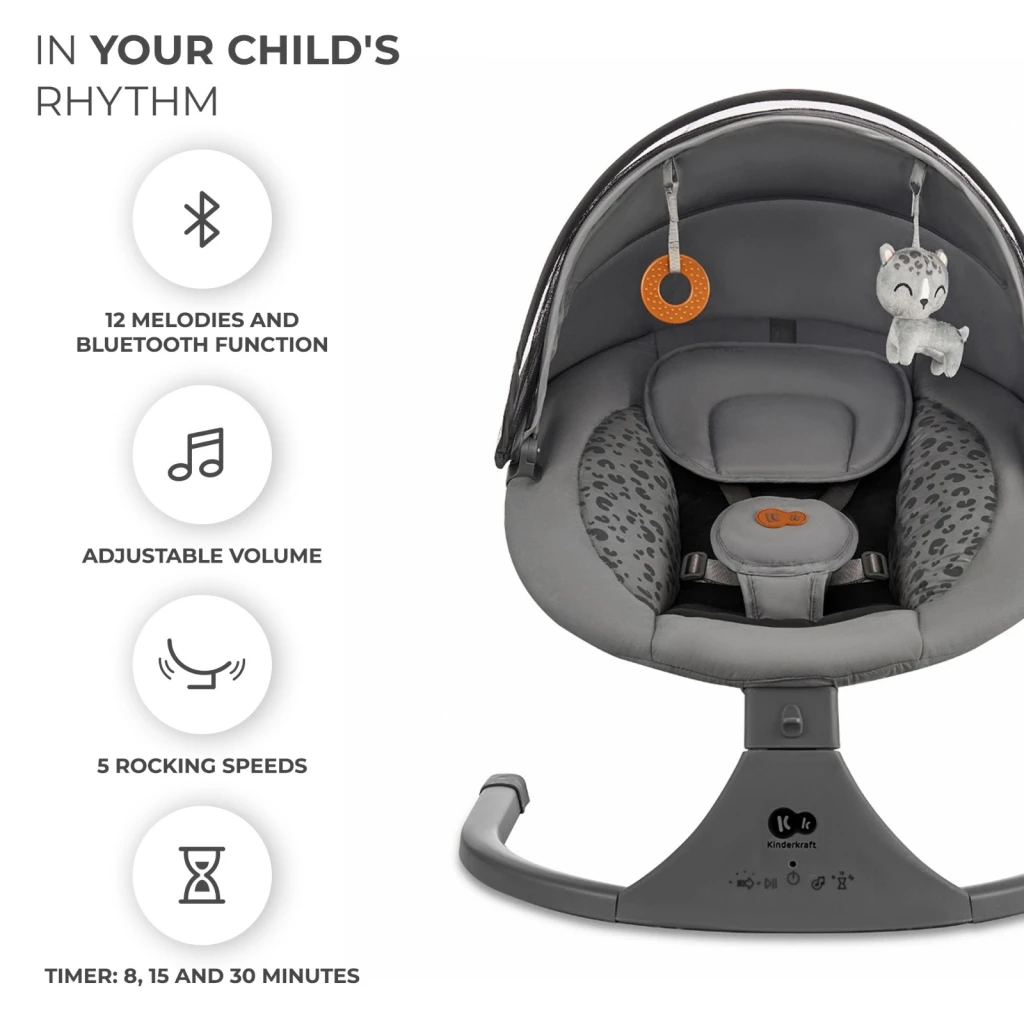 Leagăn pentru bebeluși kinderkraft lumi 2 dark grey (kblumi02dgr0000) 8