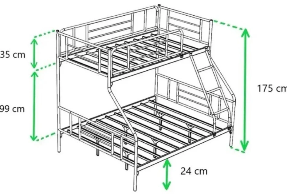 Двухъярусная кровать evger r-70xl 90/140x200cm grey 4