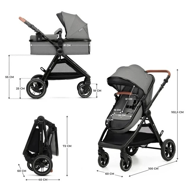 Коляска kinderkraft esme 2in1 moonlight grey (ksesme00gry2000) 8