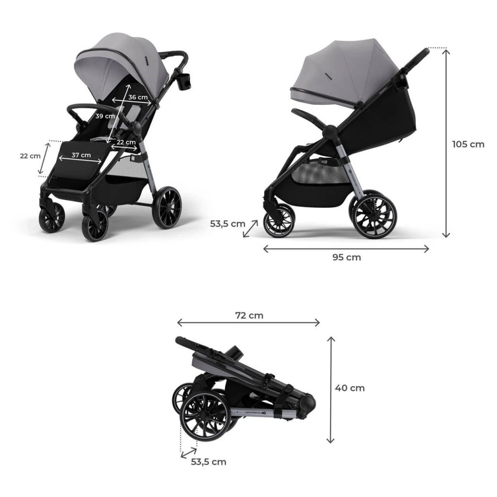 Cărucior kinderkraft grande 2 moonlight grey (ksgran02gry0000) 7