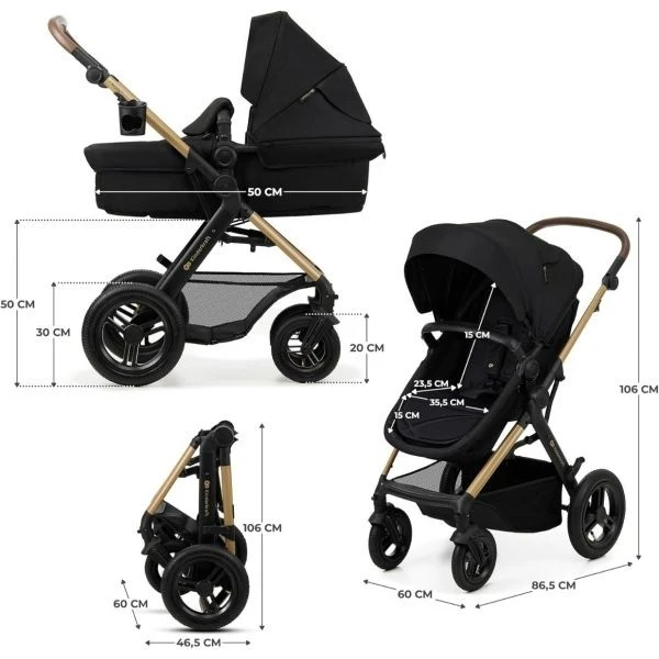Cărucior kinderkraft moov 3in1 air pure black (ksmoov02blk0000) 3