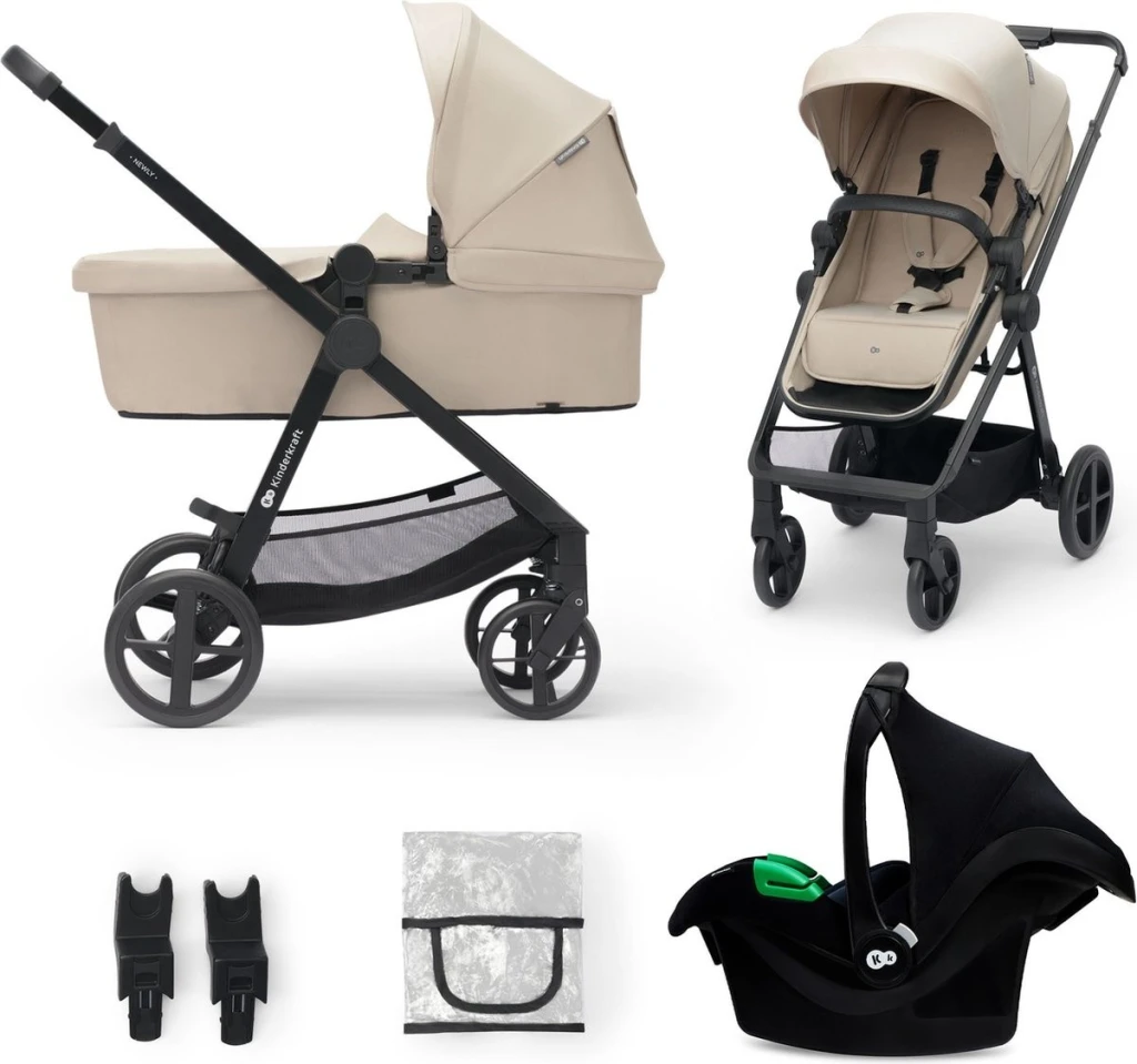 Cărucior kinderkraft newly 3in1 mink pro beige (ksnewl00beg300i) 3
