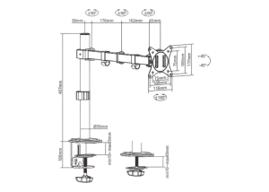 Suport birou pentru monitoare Gembird MA-D1-01, Negru