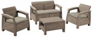 Set mobila de grădină keter corfu set cappuccino/sand (227640)