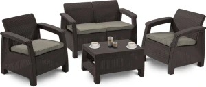 Set mobila de grădină keter corfu set cappuccino/sand (227640) Thumbnail 4