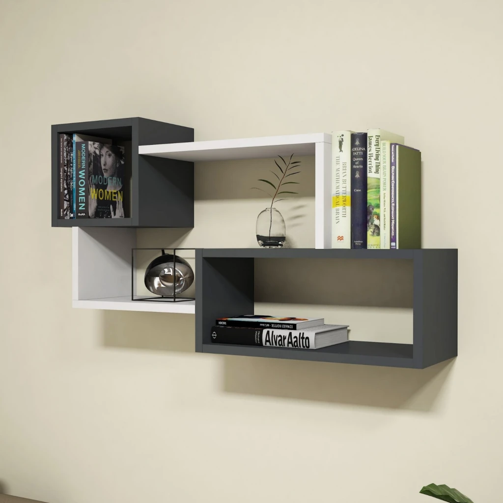 Настенная полка hanah home afro white anhtracite 4