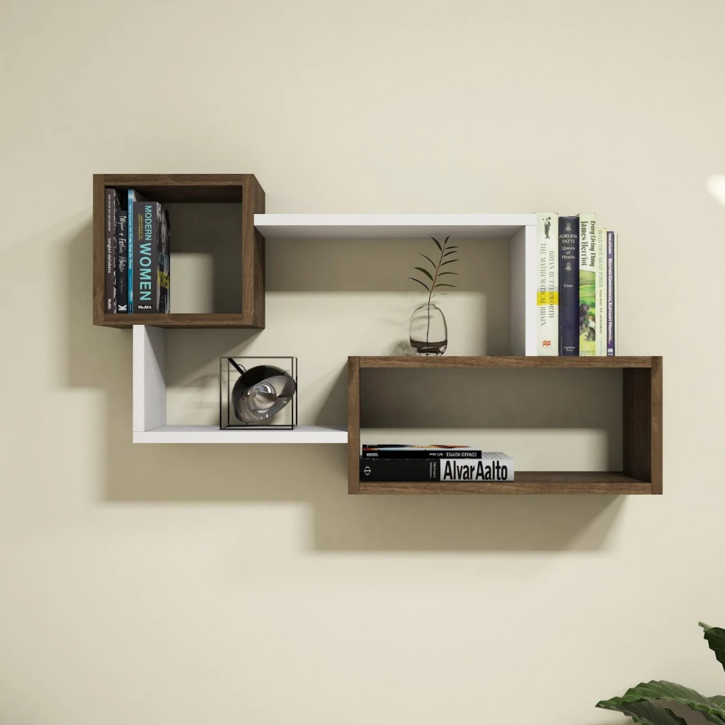 Настенная полка hanah home afro white walnut 2