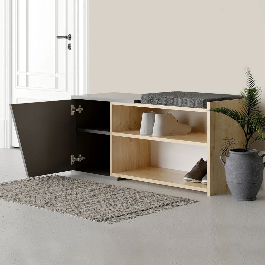 Обувница hanah home fiona oak anthracite 2