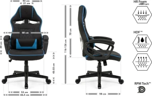 Геймерское кресло sense7 knight fabric black and blue Thumbnail 14