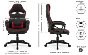 Геймерское кресло sense7 knight fabric black and red Thumbnail 14