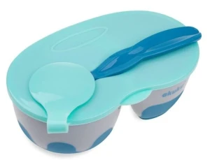 Двухсекционная тарелочка akuku a0303 grey/blue