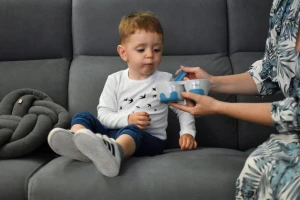 Двухсекционная тарелочка akuku a0303 grey/blue Thumbnail 3