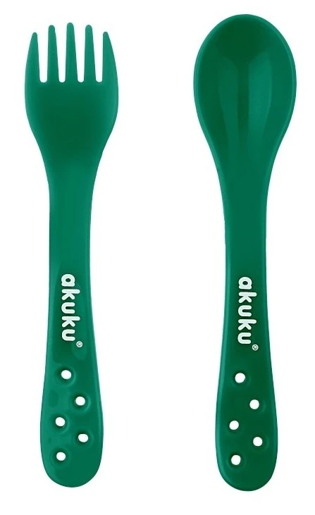 Набор ложка и вилка akuku a0074 green 2