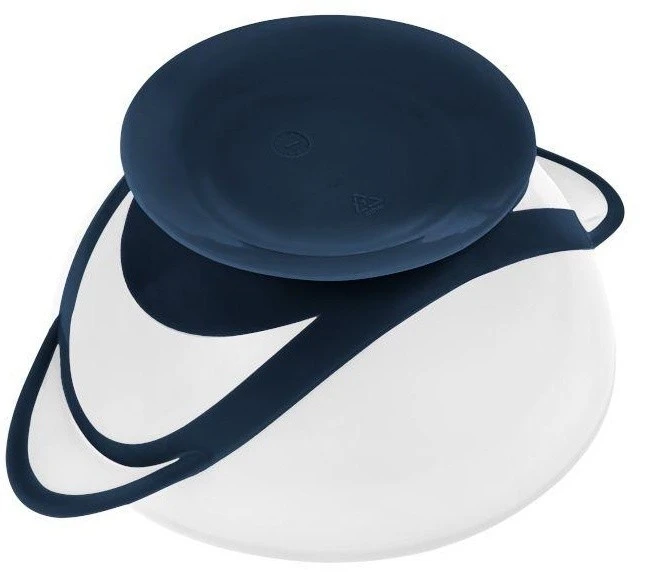 Набор мисочка с ложкой и крышкой akuku a0503 white/blue 2