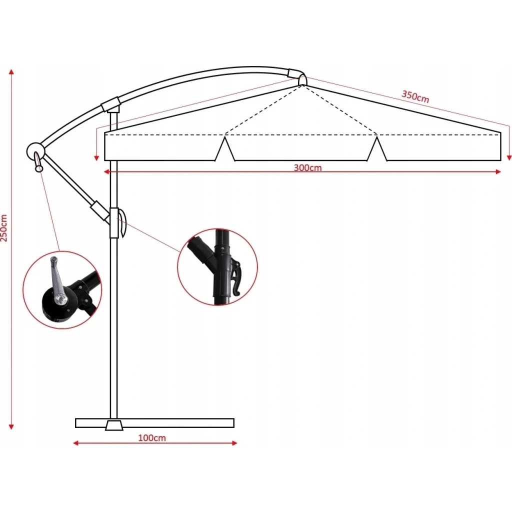 Umbrelă de gradină gardenline gao2866 beige 4