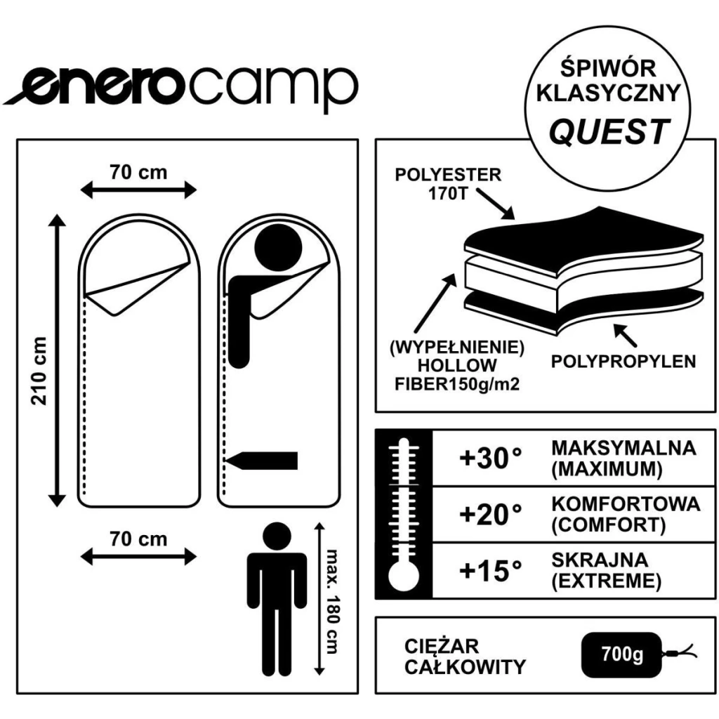 Sac de dormit enero camp quest black 10
