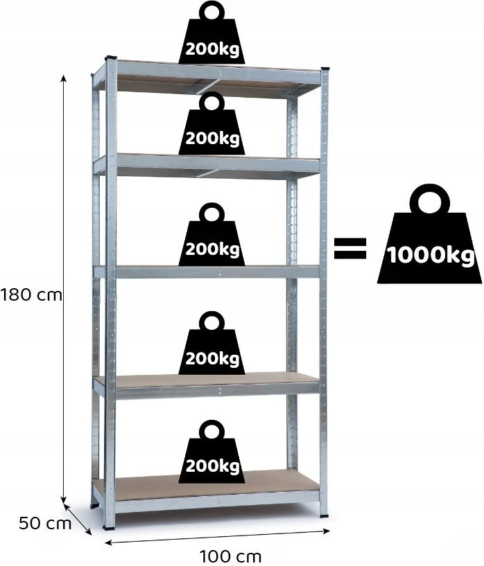 Стеллаж складской funfit metal storage 180x100x50cm (3783) 12