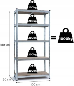 Стеллаж складской funfit metal storage 180x100x50cm (3783) Thumbnail 12