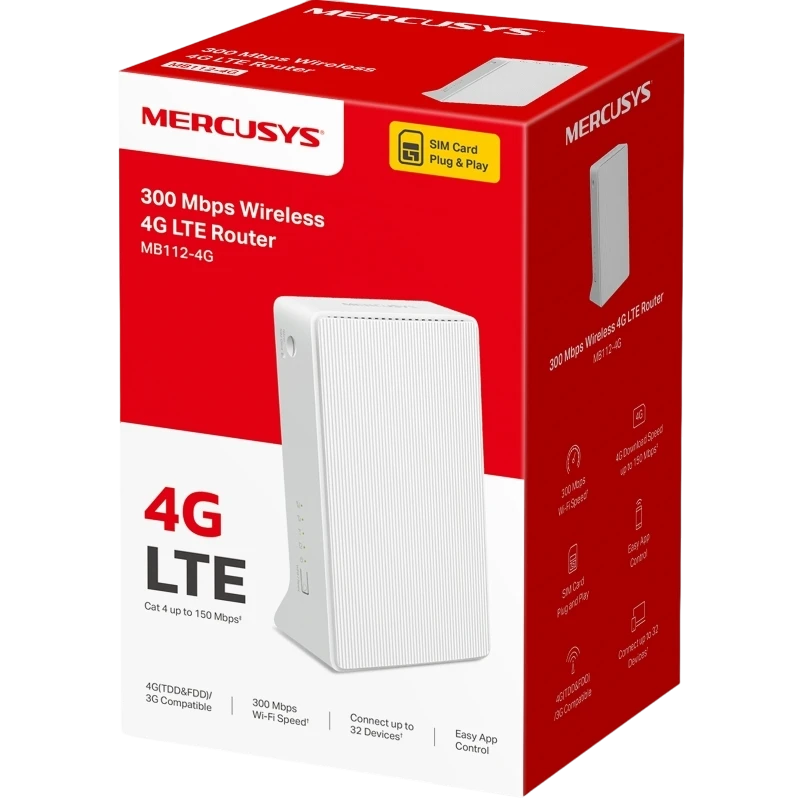 Router fără fir mercusys mb112-4g, wi-fi + 4g lte, alb 2