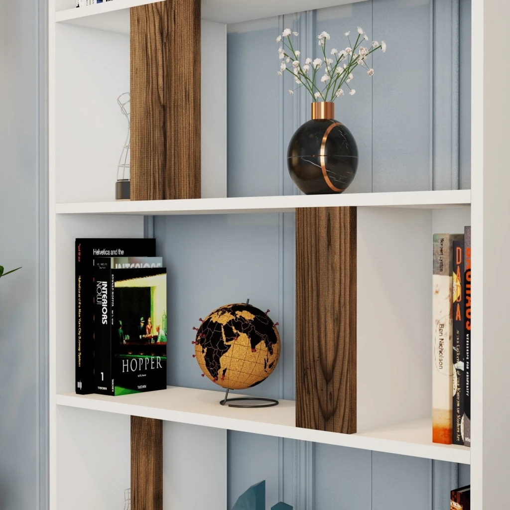 Стеллаж hanah home lima white walnut 3