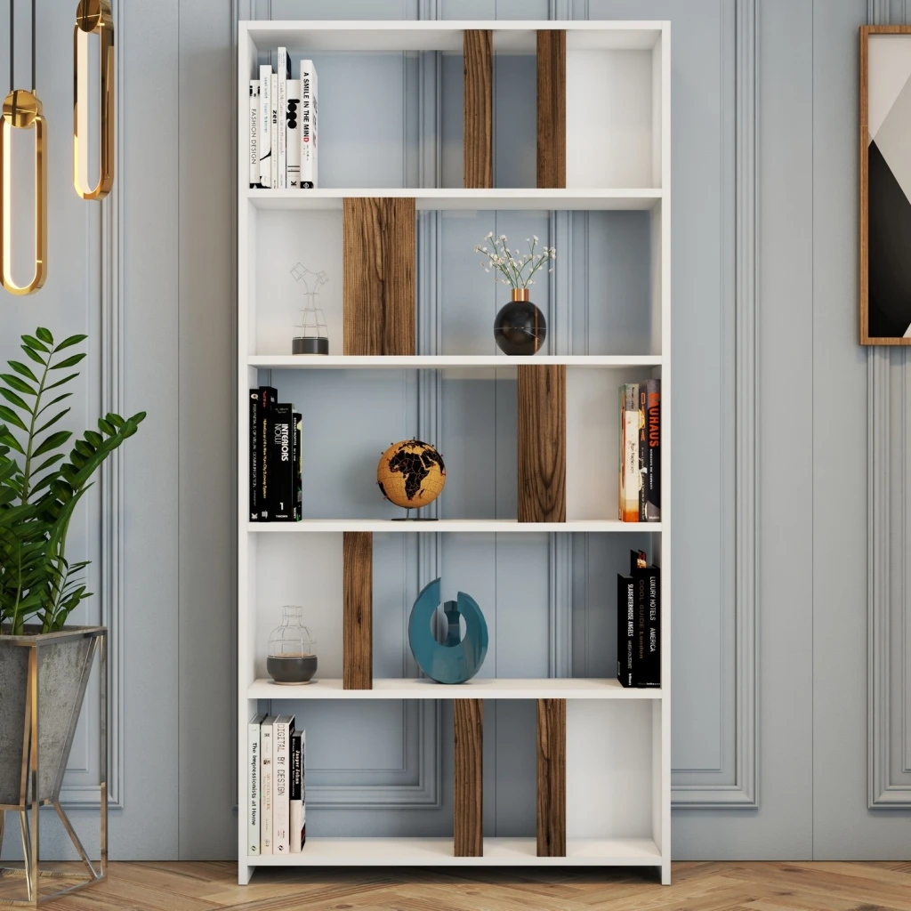 Стеллаж hanah home lima white walnut 2