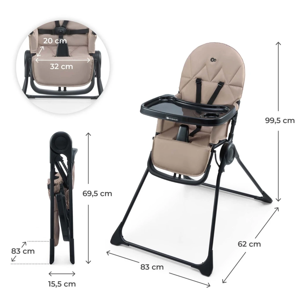 Стульчик для кормления kinderkraft binci beige (khbinc00beg0000) 6