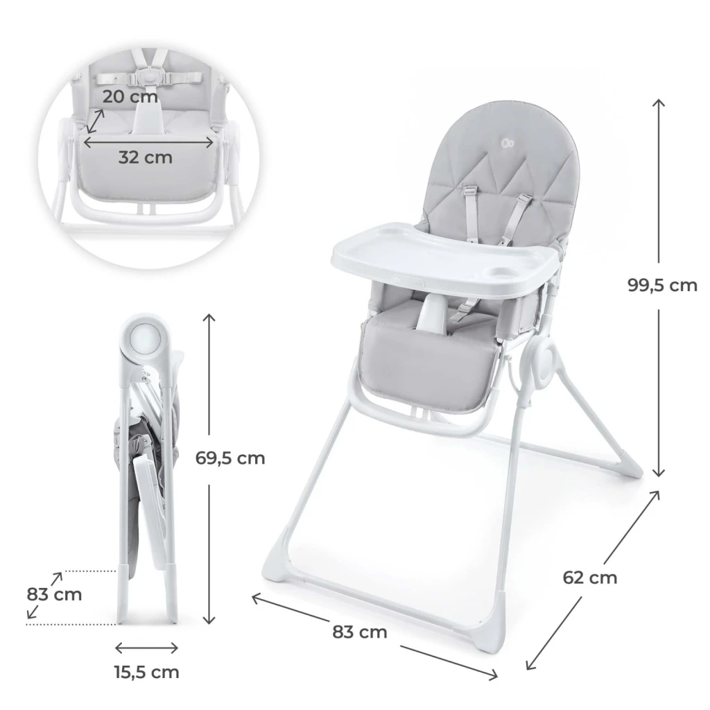 Стульчик для кормления kinderkraft binci light grey (khbinc00lgr0000) 6