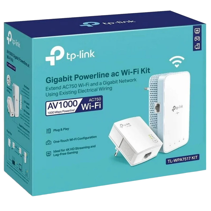 Powerline adapter  tp-link tl-wpa7517 kit, av1000, 1000 mbps, alb 6