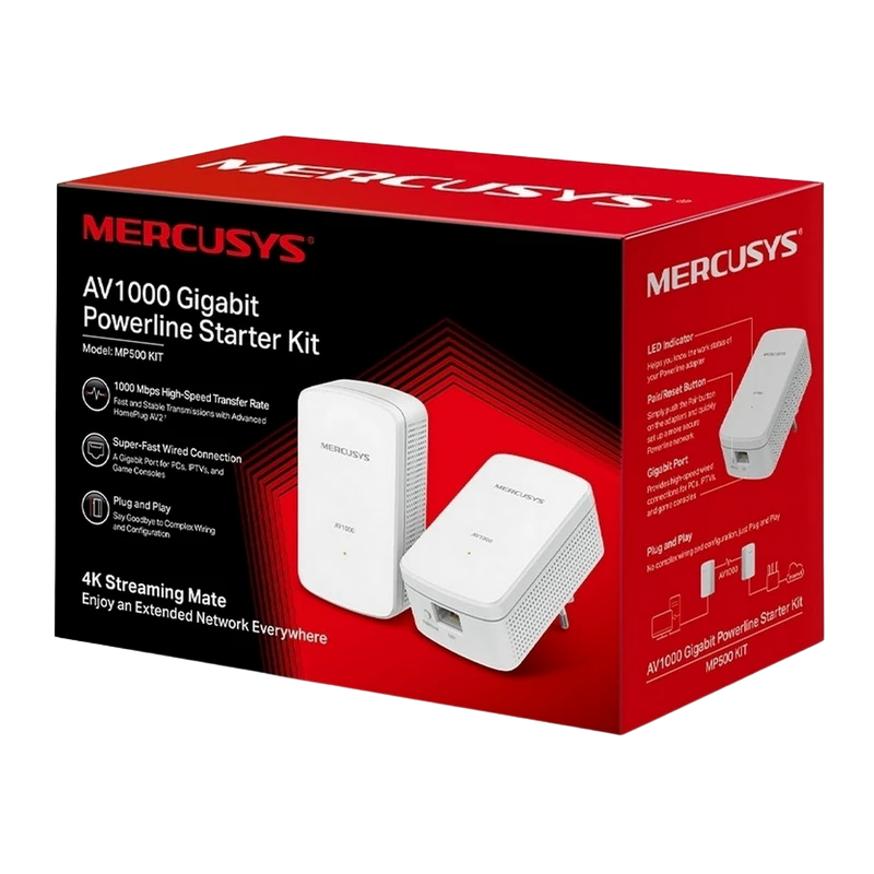 Powerline adapter mercusys mp500 kit, av1000, 1000 mbps, alb 6