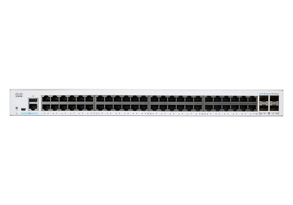 Сетевой коммутатор cisco cbs250-48t, 48x 10/100/1000 мбит/с, 4x sfp 3