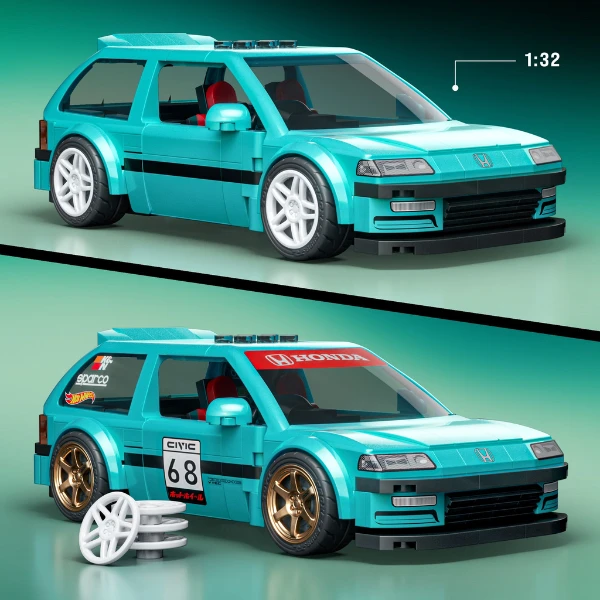 Mattel brick shop hot wheels honda civic ef personalizat 1990 4