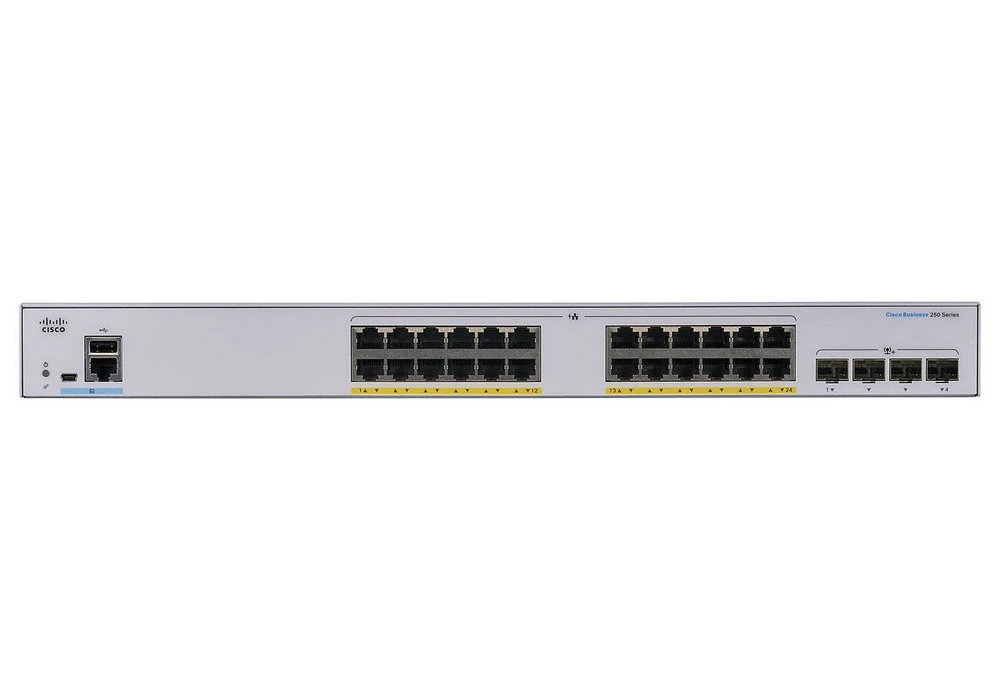 Switch de rețea cisco cbs250-24p-4x, 24x 10/100/1000 mbps 4